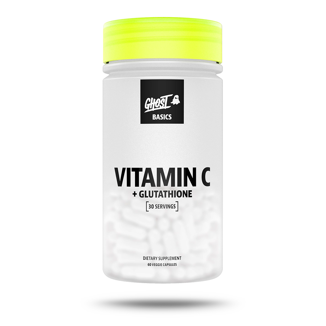 GHOST BASICS Vitamin C + Glutathione 60 veggie capsules 30 servings front of bottle