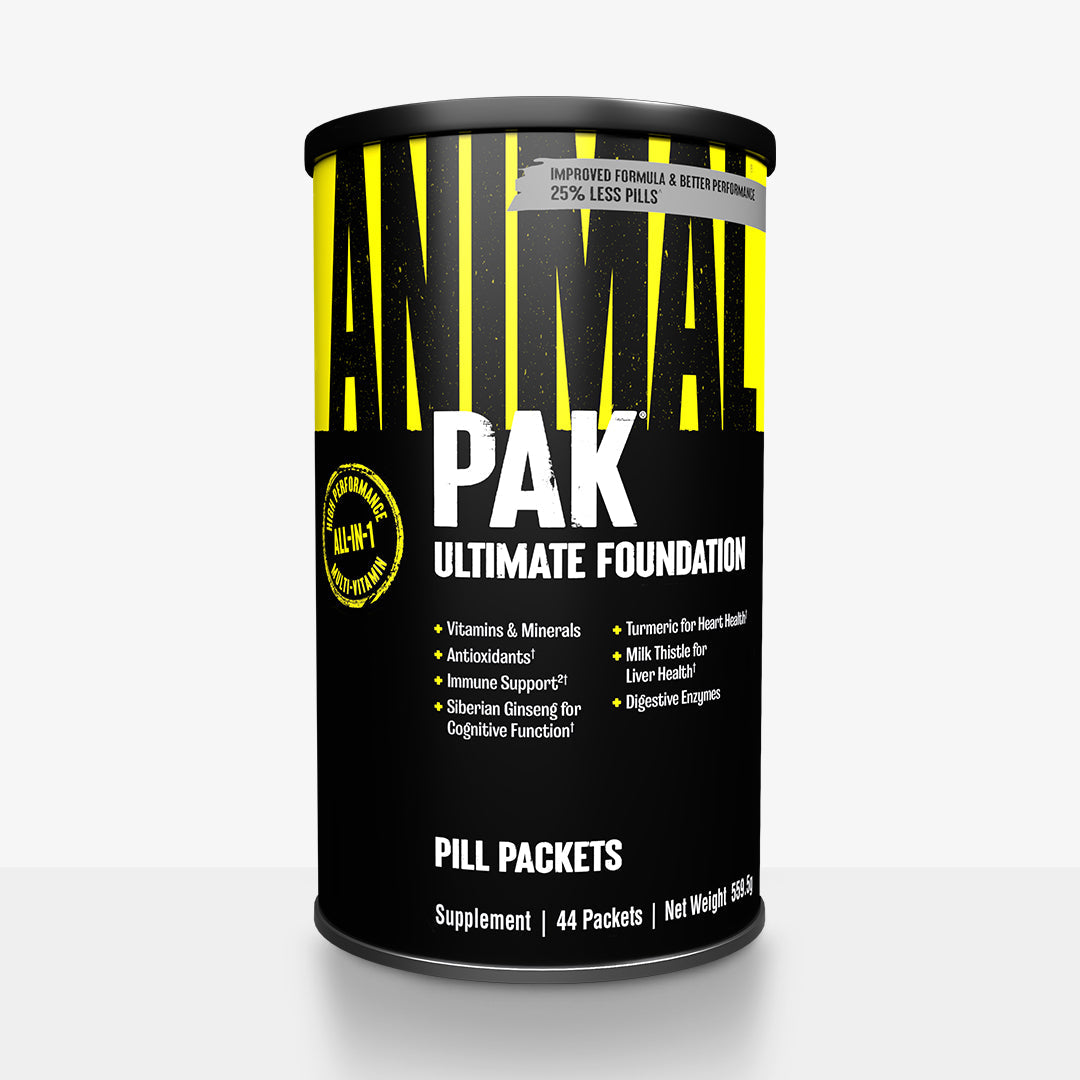 Animal Pak 44 Packs front-facing manufacturer tub