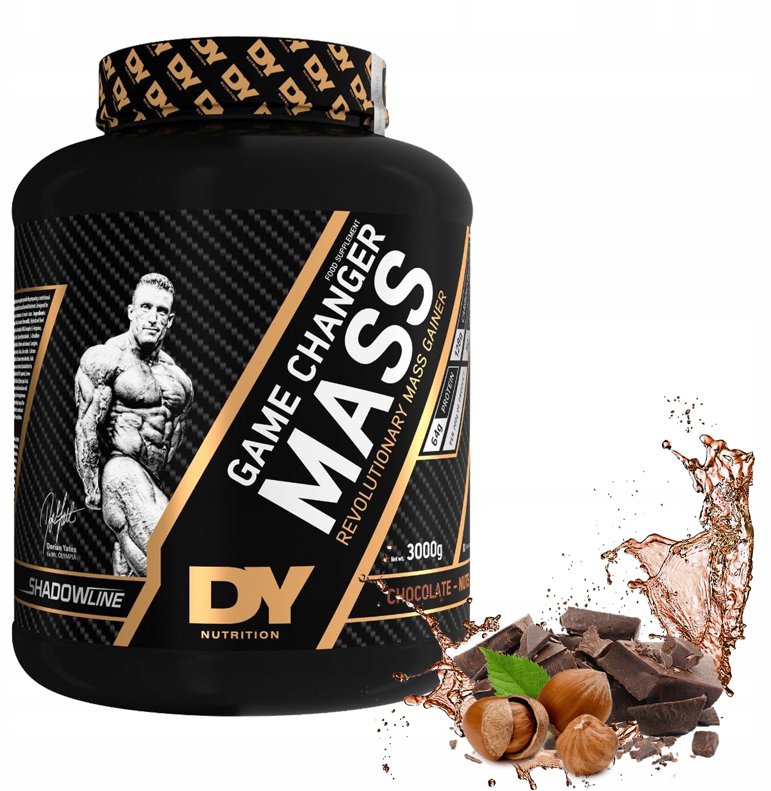 DY Nutrition Game Changer Mass 3kg Chocolate Nuts flavour front of tub