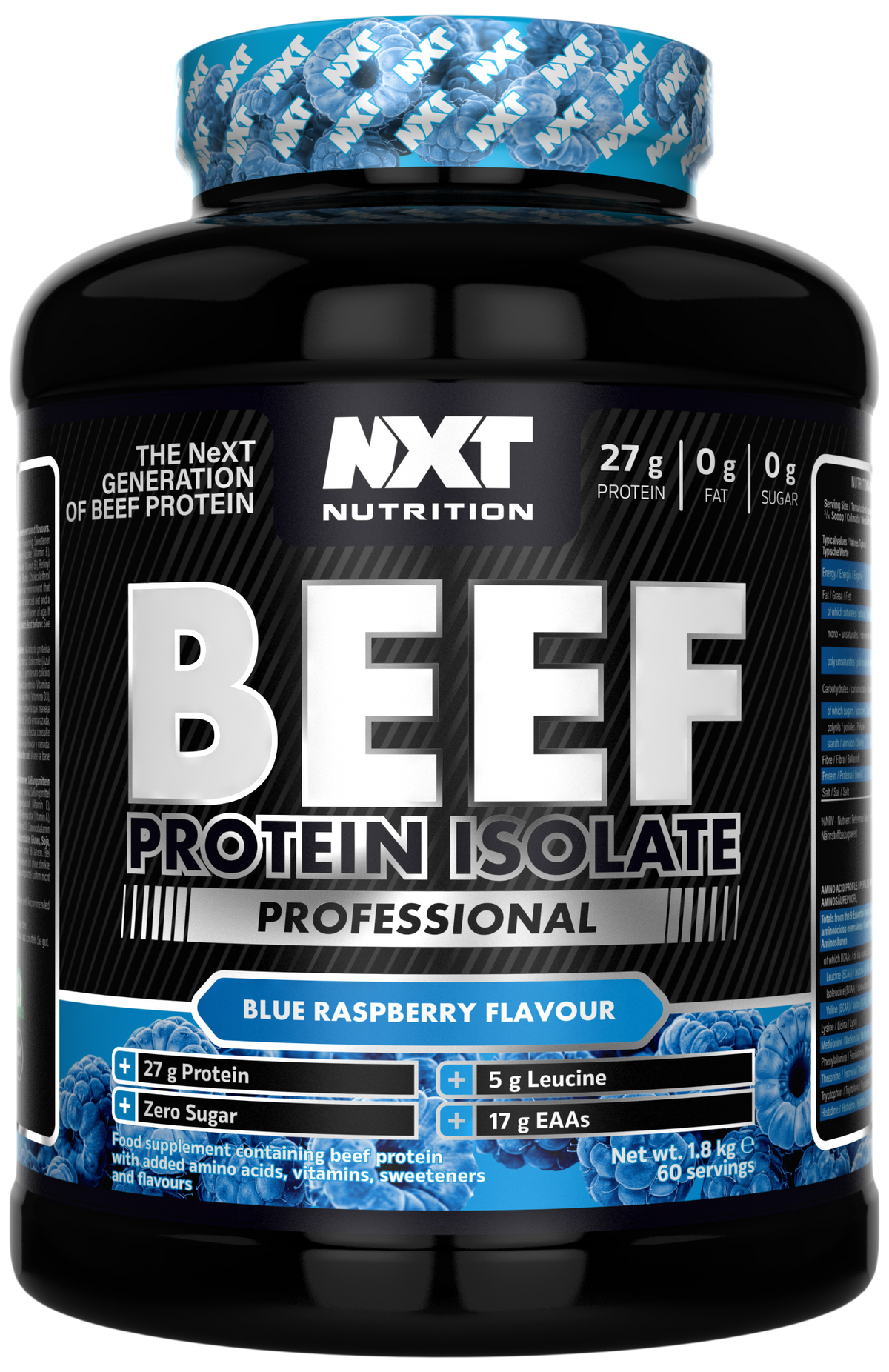 NXT Nutrition Beef Protein Isolate Professional 1.8kg Blue Raspberry
