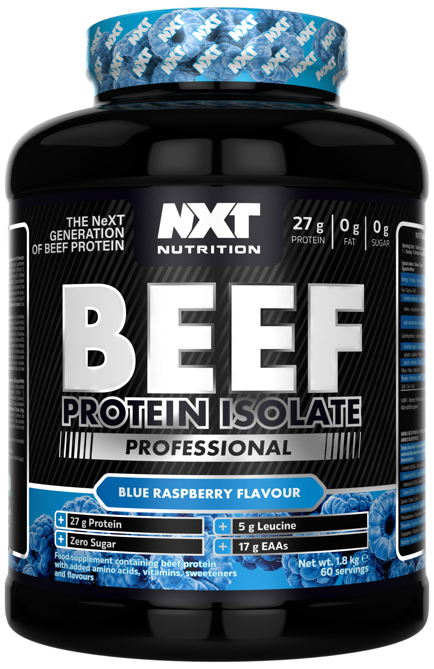 NXT Nutrition Beef Protein Isolate Professional 1.8kg Blue Raspberry