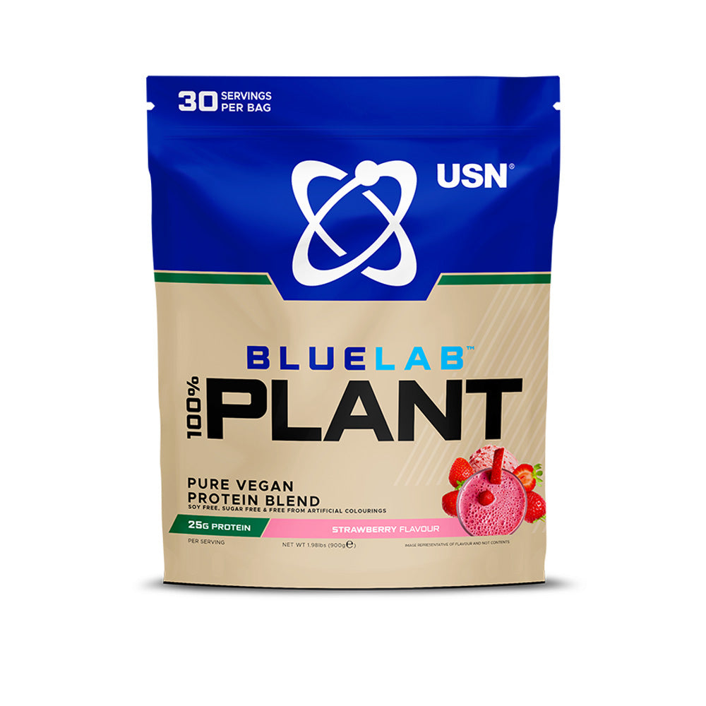 USN 100% Plant Protein 900g Strawberry exact pack front-facing product image