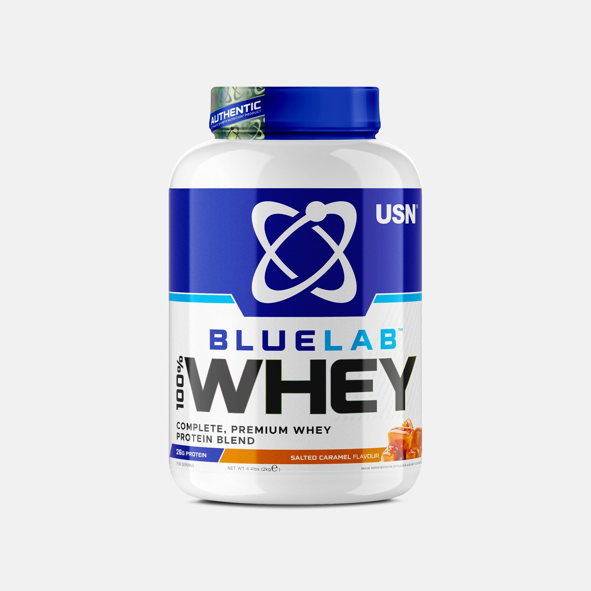 USN Blue Lab Whey 2kg Salted Caramel exact pack front-facing product image
