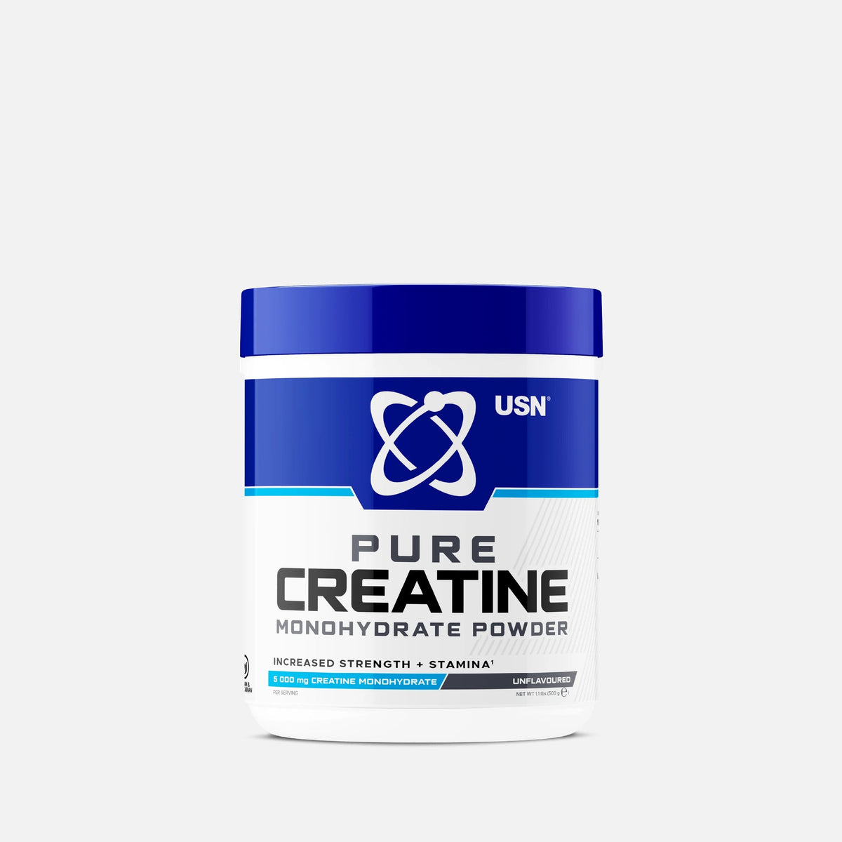 USN Pure Creatine Monohydrate Unflavoured 500g front view