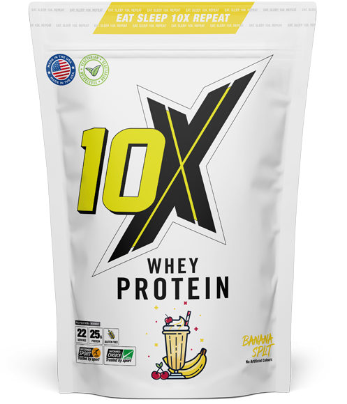 10X Athletic Whey Protein Banana Split 700g front-facing pouch