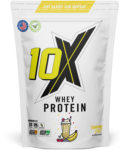 10X Athletic Whey Protein Banana Split 700g front-facing pouch