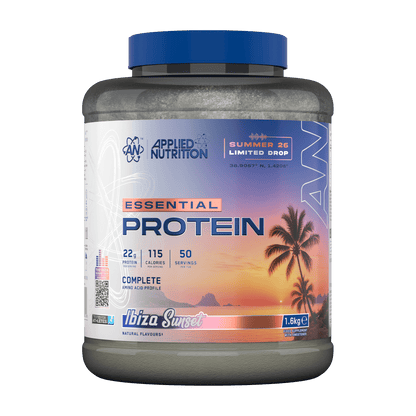 Applied Nutrition Essential Protein 1.6kg Ibiza Sunset front-facing tub