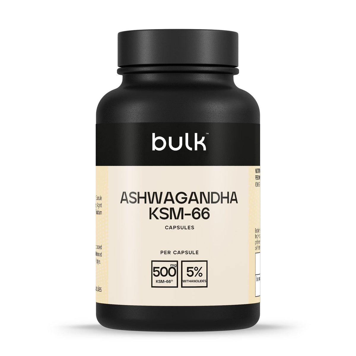 Bulk Ashwagandha KSM-66 500mg 30 Capsules – manufacturer front bottle