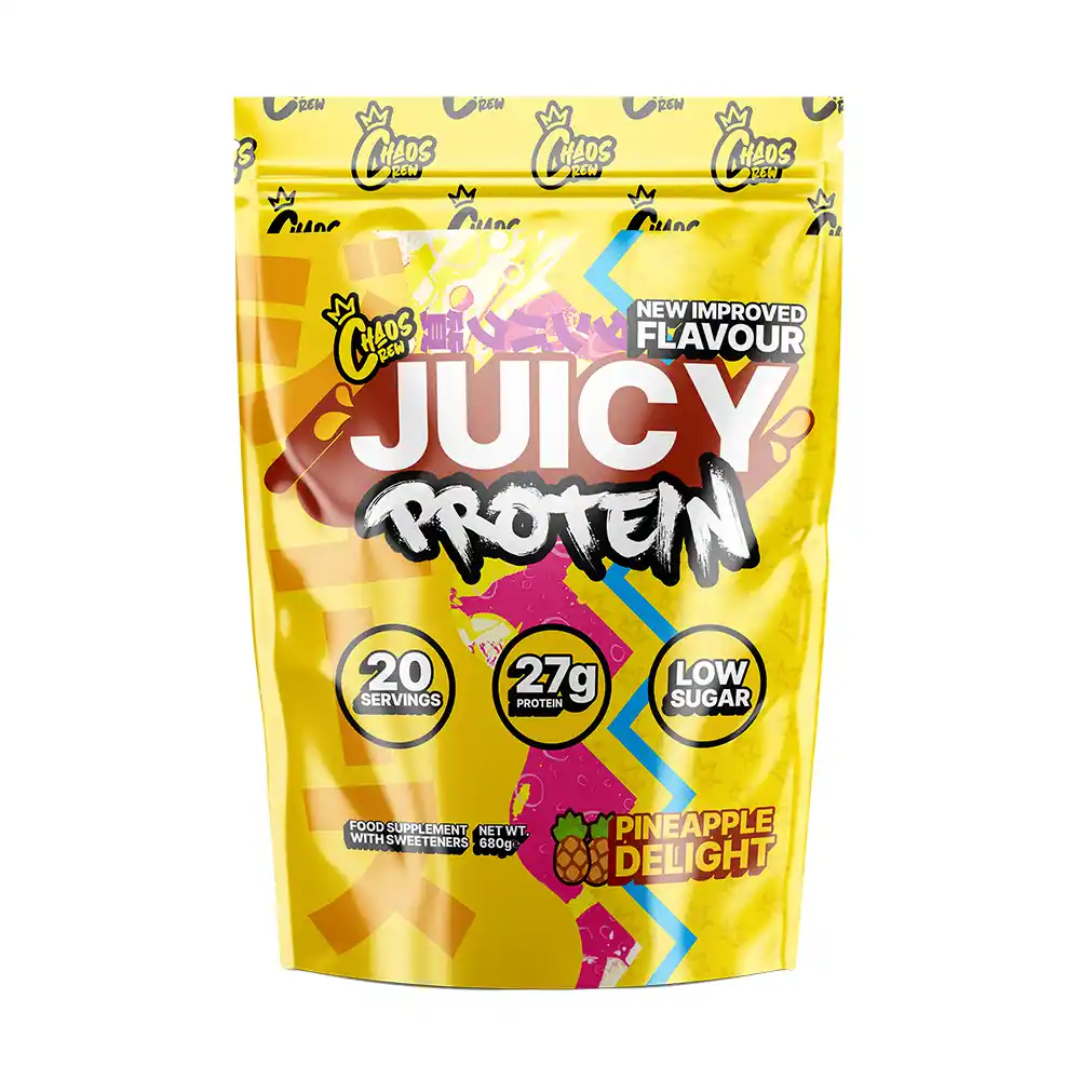 Chaos Crew Juicy Protein 680g Pineapple front pouch