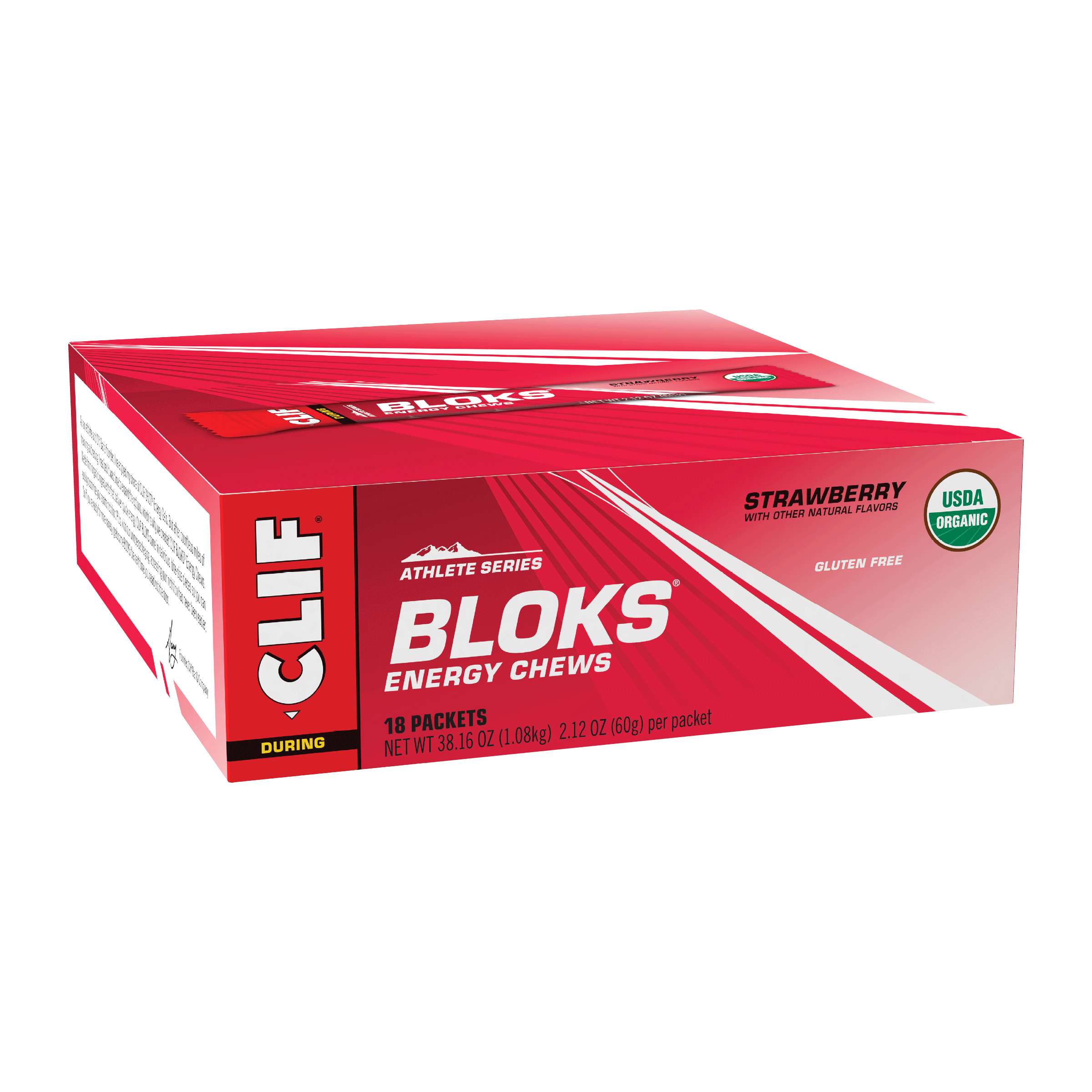 CLIF BLOKS Strawberry 18-packet box front product photograph