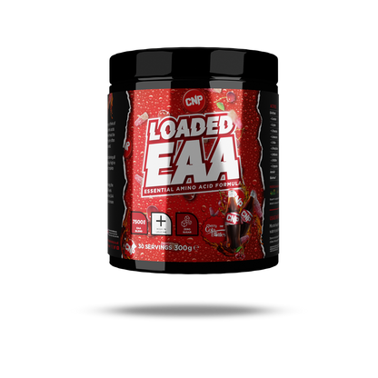 CNP Professional Loaded EAA 300g Cherry Cola flavour, front-facing manufacturer tub