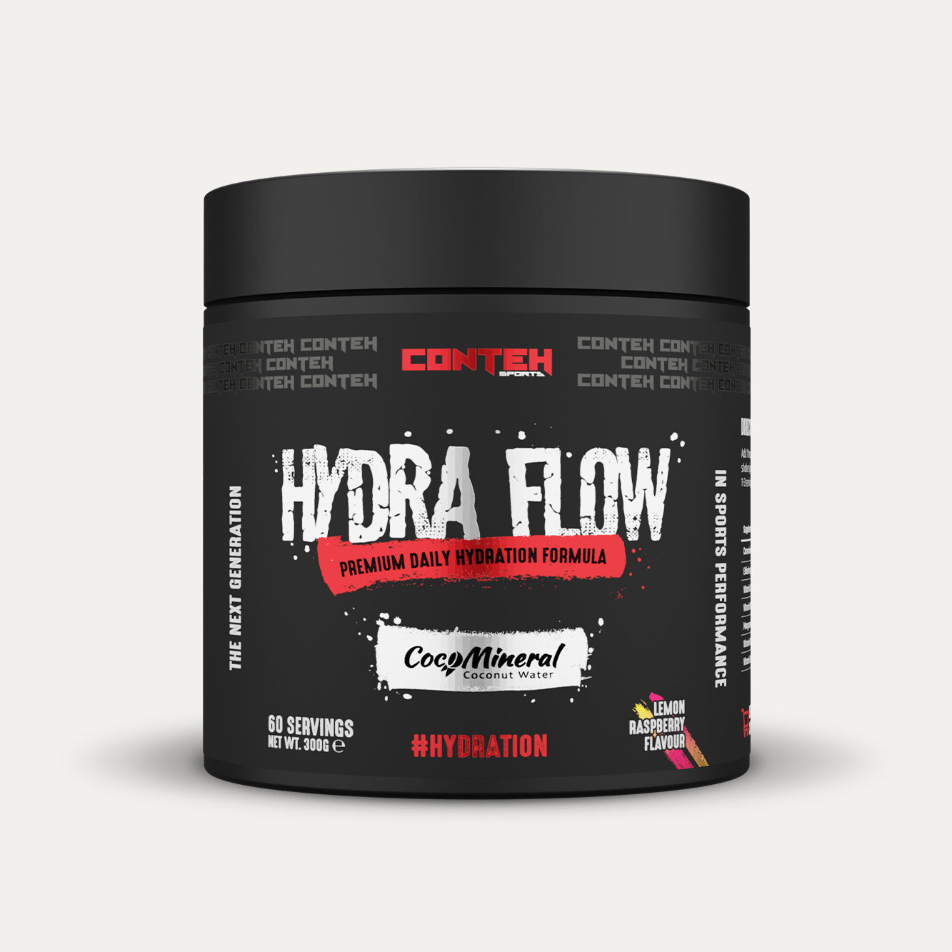 Conteh Sports Hydra Flow 300g Lemon Raspberry front-facing tub