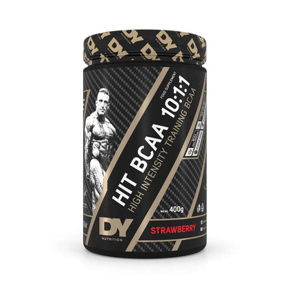 DY Nutrition HIT BCAA 10:1:1 400g Strawberry — front-facing tub
