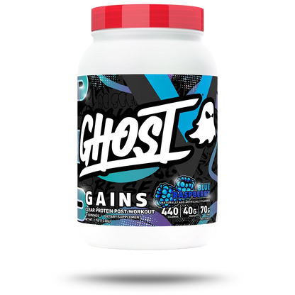 GHOST Clear Gains 1230g Blue Raspberry tub front