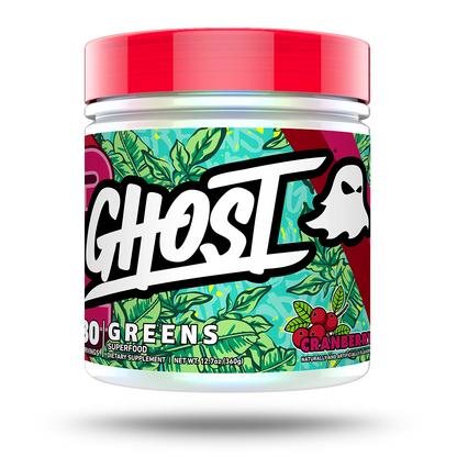 GHOST Greens Cranberry 30 servings, actual 360g tub front
