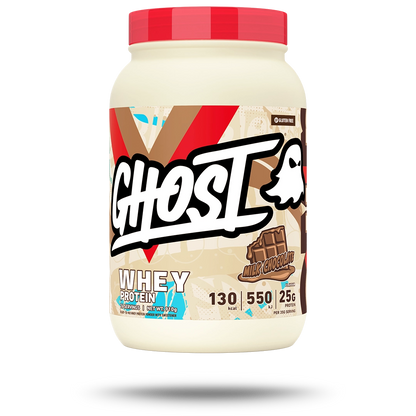 GHOST Whey Milk Chocolate 910g UK front of tub