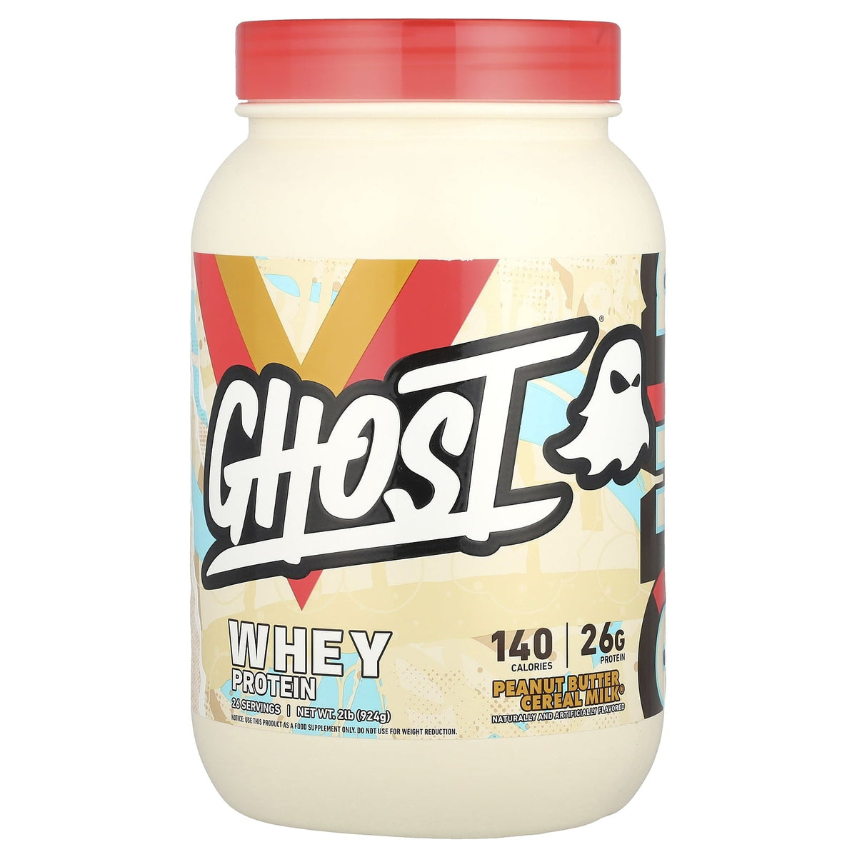 GHOST Whey Protein 924g Peanut Butter Cereal Milk – front-facing tub