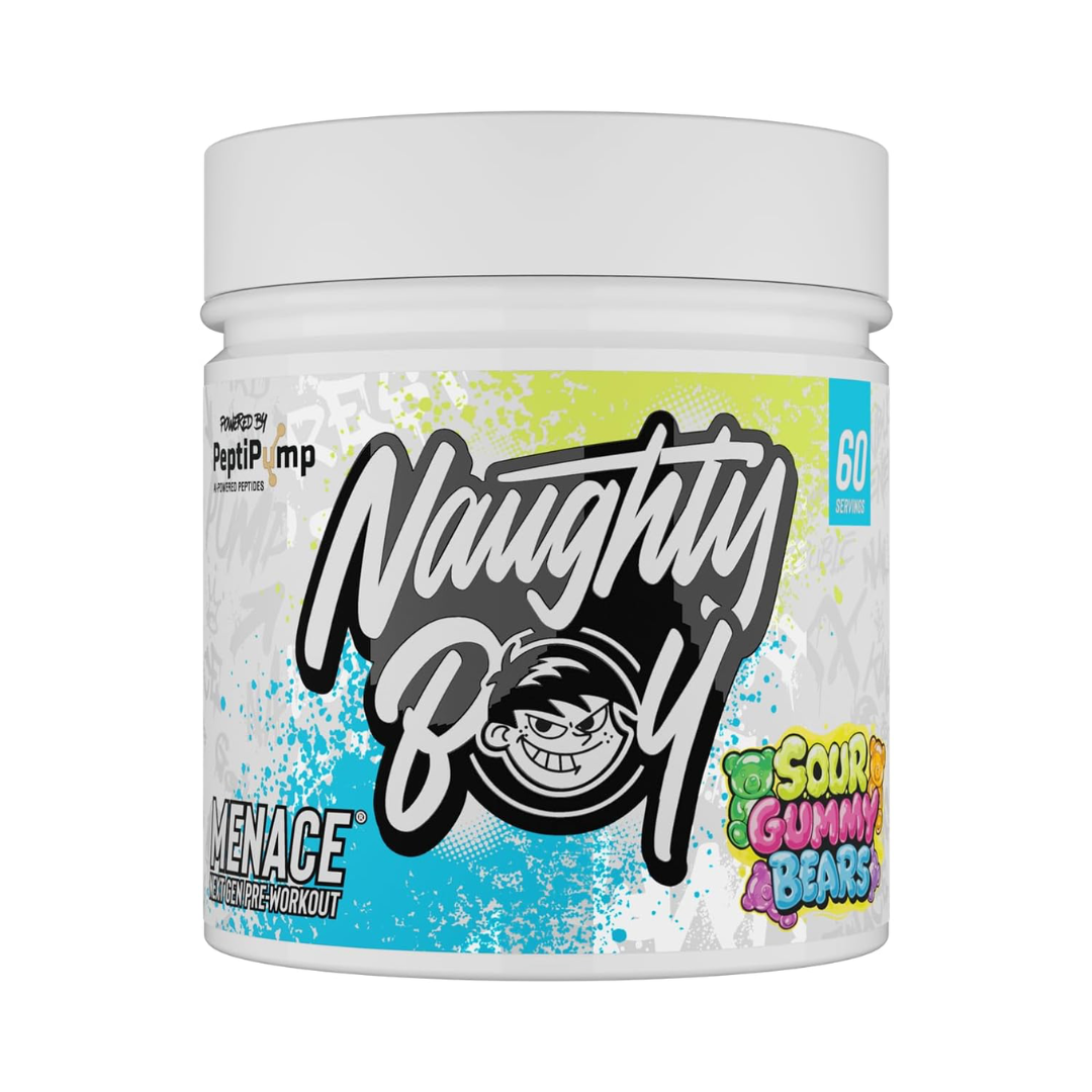 Naughty Boy Menace V2 420g Sour Gummy flavour, front of tub