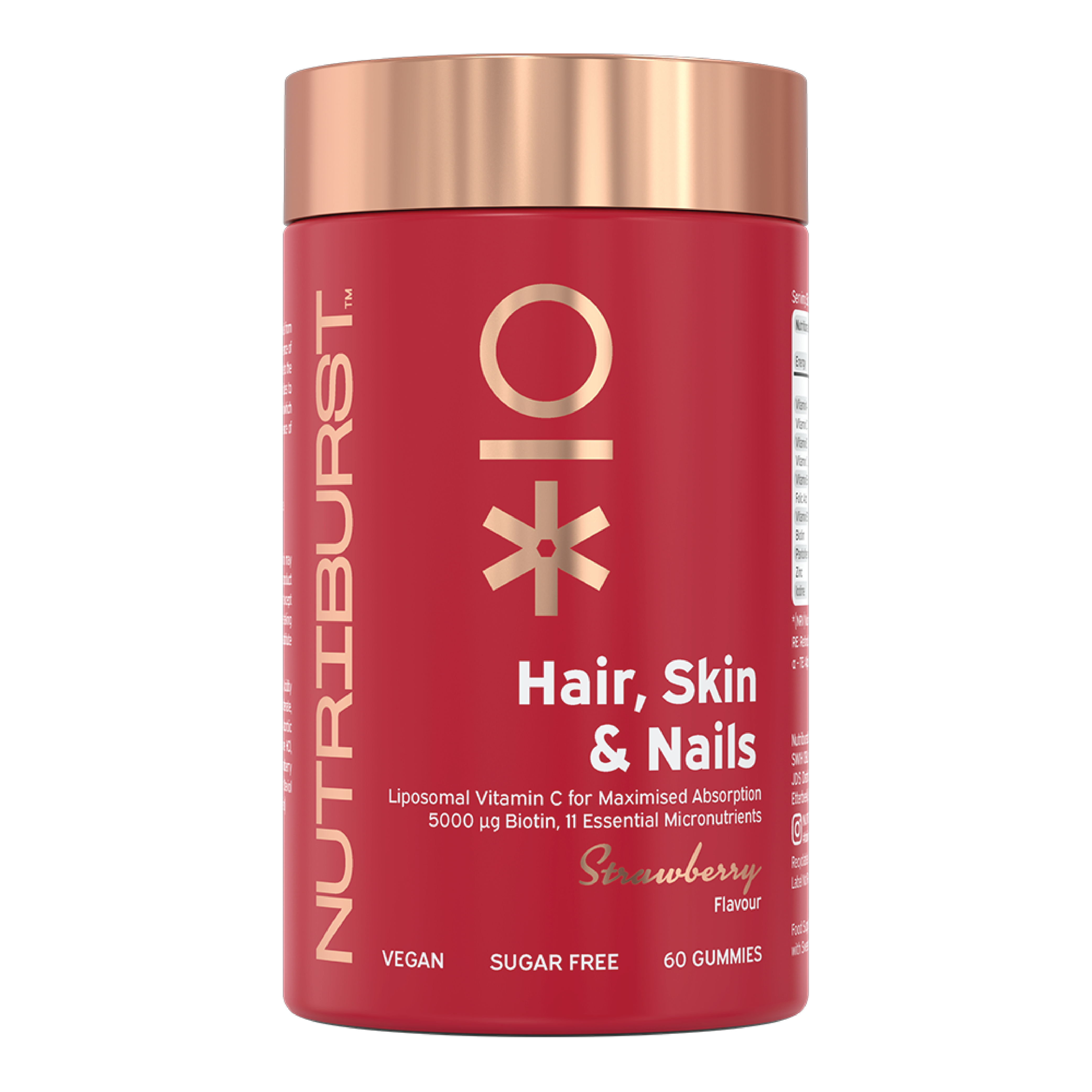 Nutriburst Hair Skin & Nails 60 Gummies Strawberry