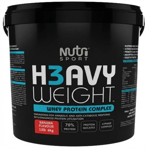 NutriSport H3avyweight Whey Protein Complex 6kg Banana front-facing tub