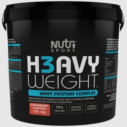 NutriSport H3avyweight Whey Protein Complex 6kg Strawberry front-facing tub