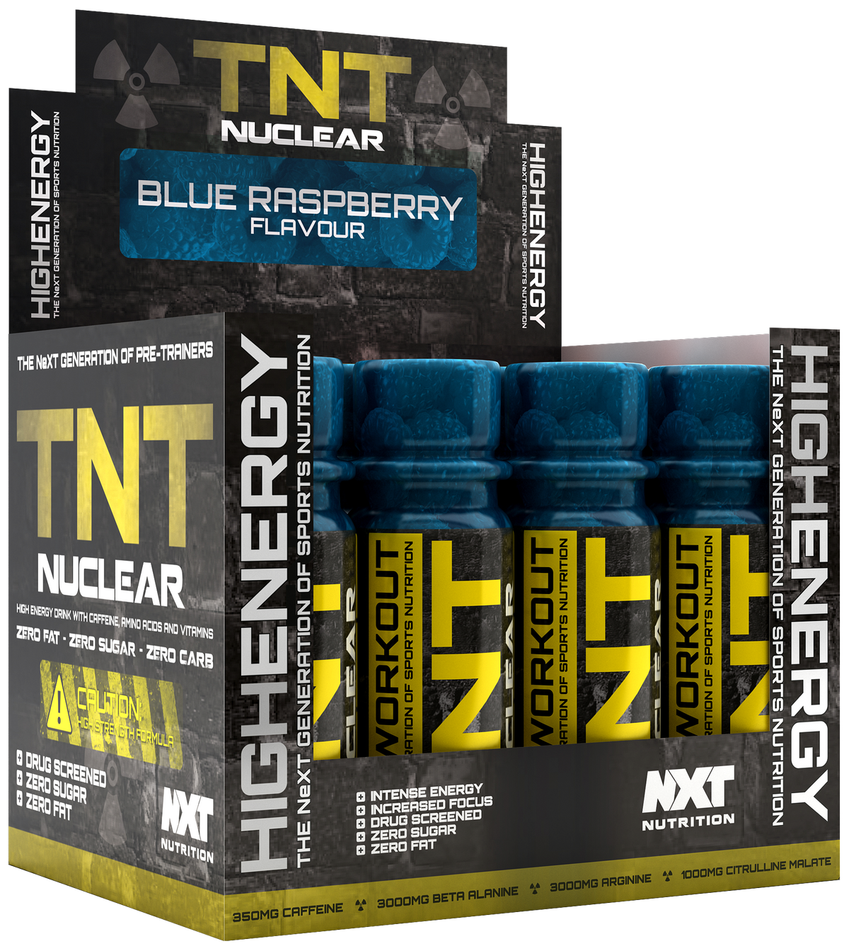 NXT Nutrition TNT Nuclear Shots 12 x 60ml blue raspberry display box