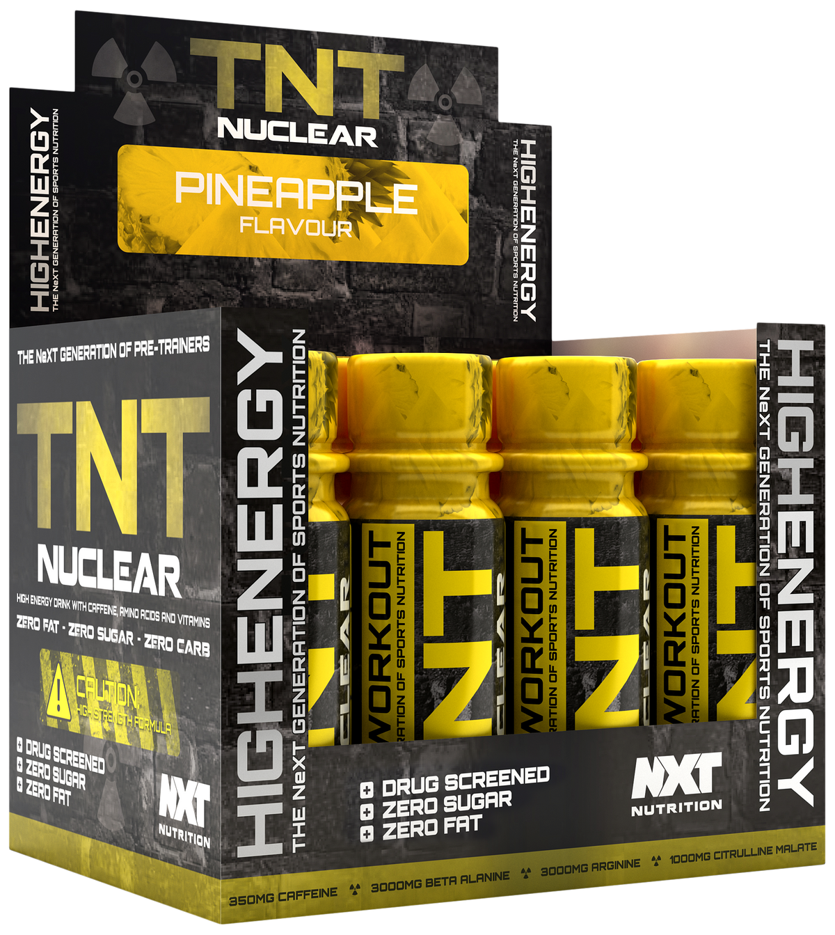NXT Nutrition TNT Nuclear Shots 12 x 60ml pineapple display box