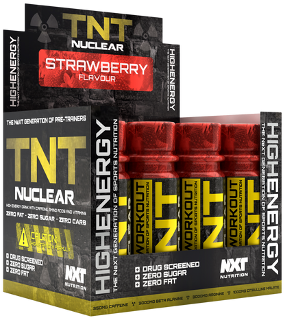 NXT Nutrition TNT Nuclear Shots 12 x 60ml strawberry display box
