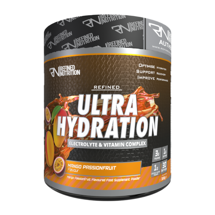 Refined Nutrition Ultra Hydration 300g Mango Passionfruit – front-facing manufacturer tub
