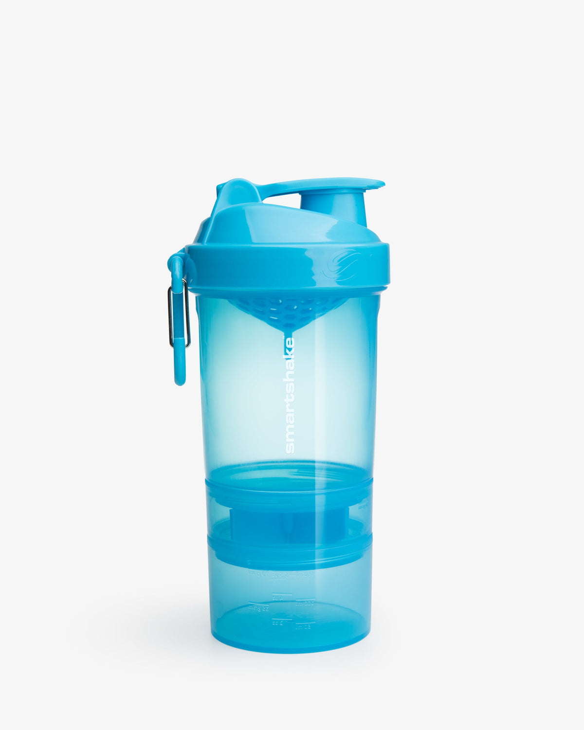 SmartShake Original2Go 600ml Neon Blue shaker, front view on white background