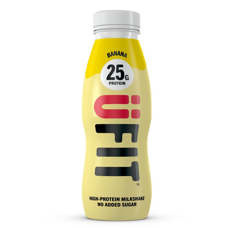 UFIT 25g protein milkshake 330ml Banana bottle front view