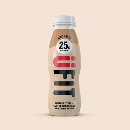 UFIT 25g protein milkshake 330ml Iced Latte bottle front view