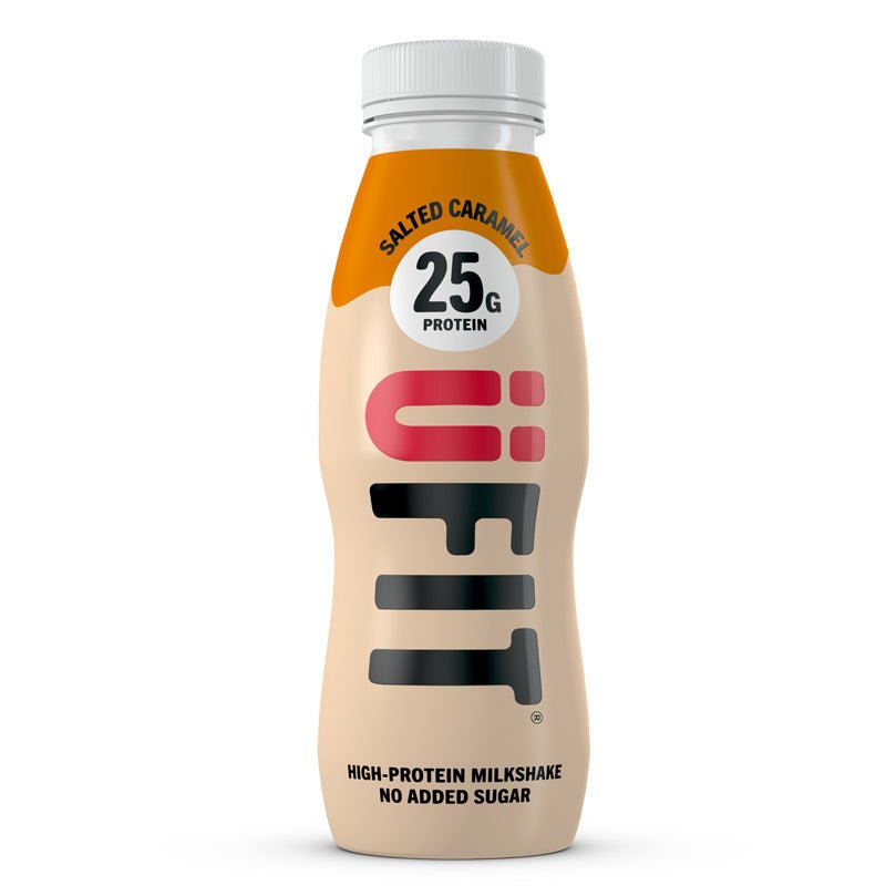 UFIT 25g protein milkshake 330ml Salted Caramel bottle front view