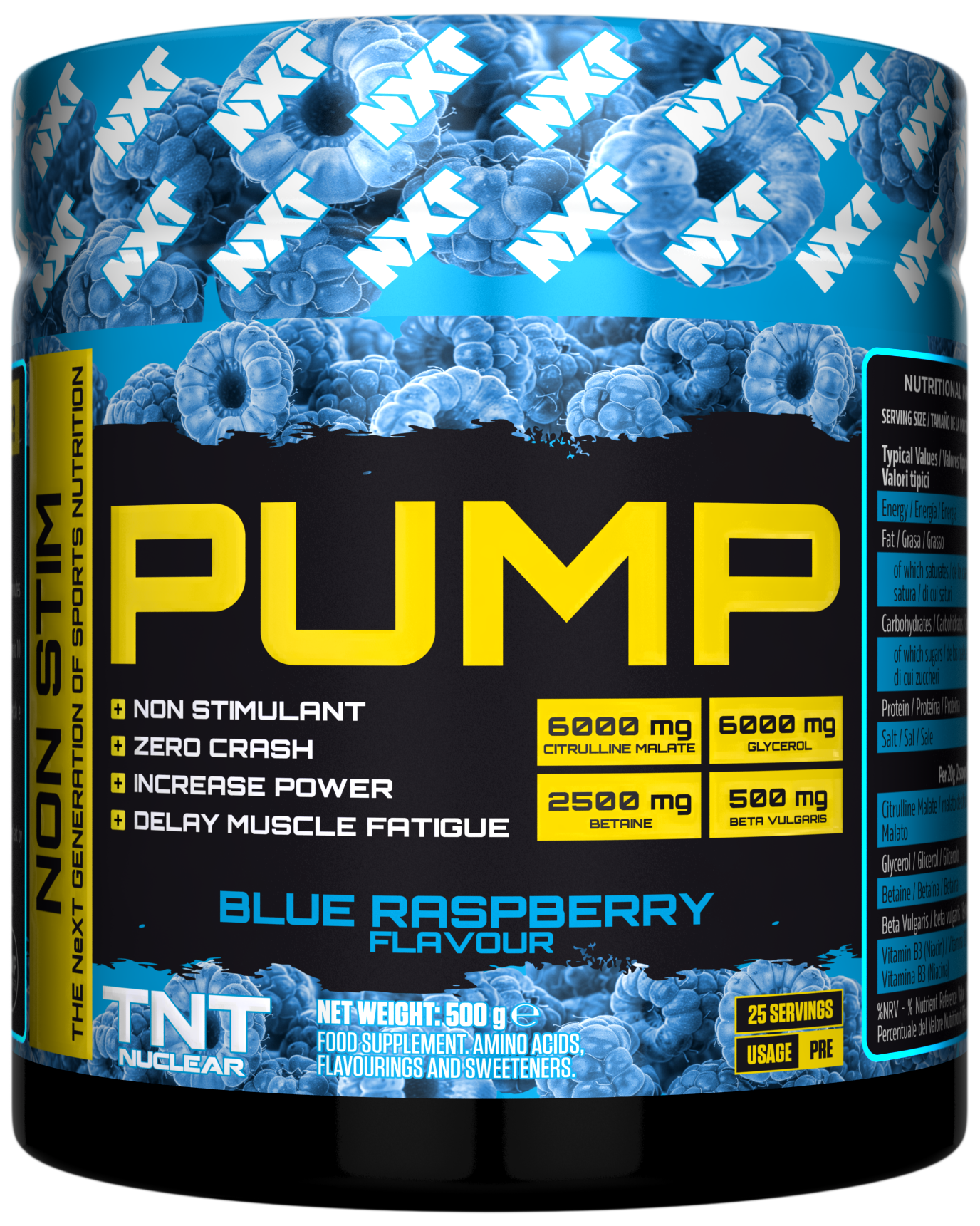NXT Nutrition TNT Nuclear PUMP 500g Blue Raspberry