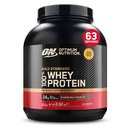 Optimum Nutrition Gold Standard 100% Whey 2.02kg Extreme Milk Chocolate front tub