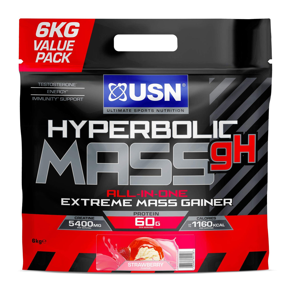 USN Hyperbolic Mass 6kg Strawberry front-facing bag